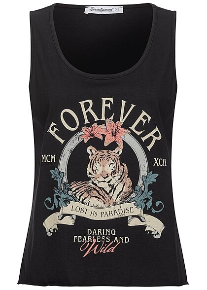 Seventyseven Lifestyle Dames Tank Top Tiger Print zwart
