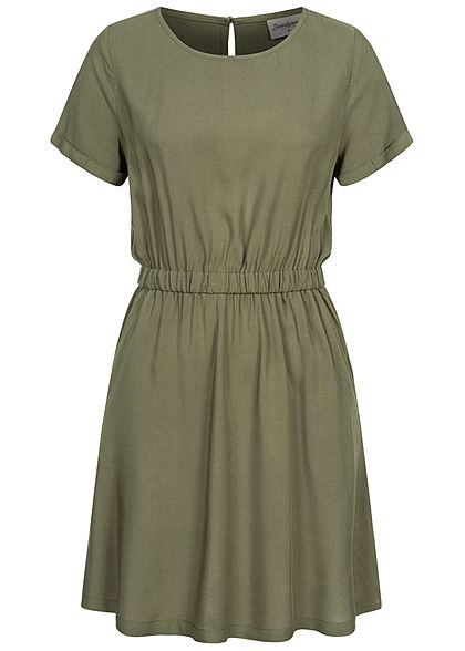Seventyseven Lifestyle Dames Viscose Mini Jurk 2-Pockets groen