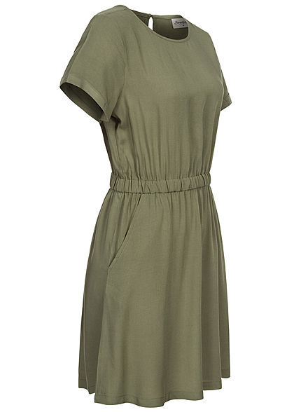 Seventyseven Lifestyle Dames Viscose Mini Jurk 2-Pockets groen