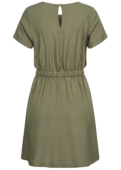Seventyseven Lifestyle Dames Viscose Mini Jurk 2-Pockets groen