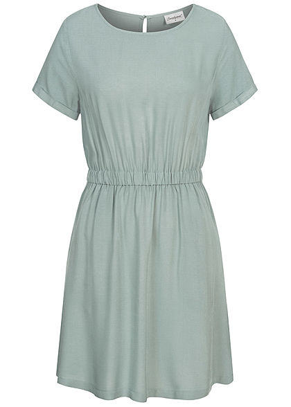 Seventyseven Lifestyle Dames Viscose Mini Jurk 2-Pockets licht blauw