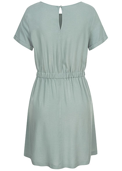 Seventyseven Lifestyle Dames Viscose Mini Jurk 2-Pockets licht blauw