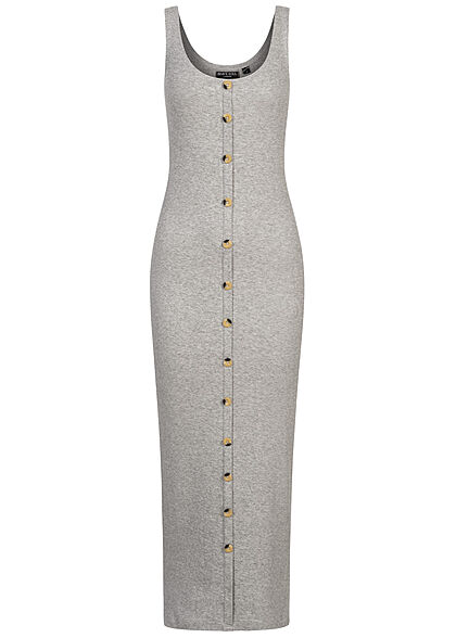Brave Soul Dames Ribbed Maxi Jurk grijs melange - Art.-Nr.: 21073342