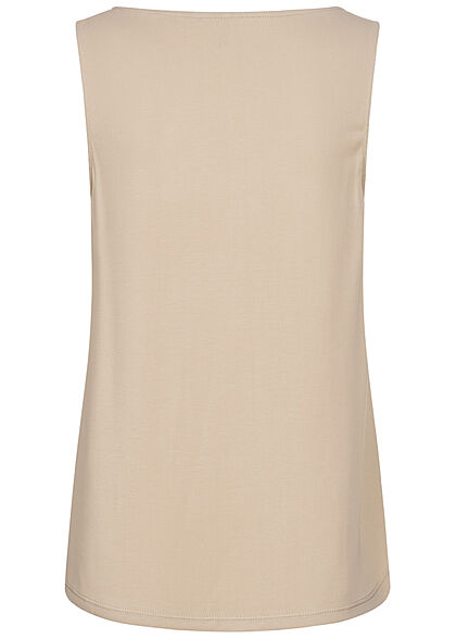 ONLY Damen V-Neck Modal Top mit Schmuckapplikation am Ausschnitt cement beige