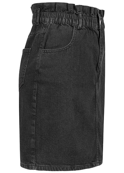 ONLY Vrouwen Hoge taille Paperbag Rok zwart denim