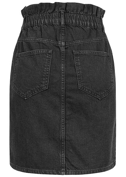 ONLY Vrouwen Hoge taille Paperbag Rok zwart denim