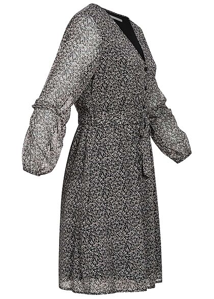 ONLY Dames NOOS 3/4 V-Hals Chiffon Jurk zwart
