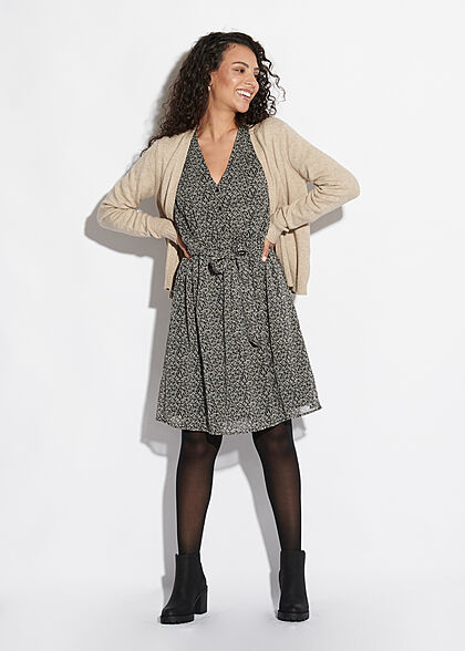 ONLY Dames NOOS 3/4 V-Hals Chiffon Jurk zwart