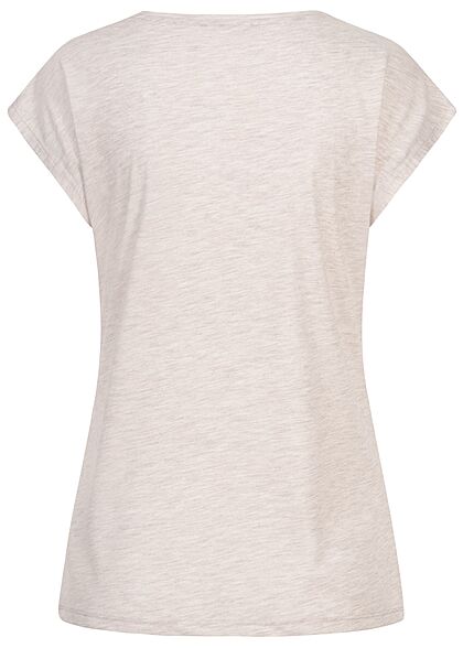 Hailys Dames T-Shirt Think Happy Print beige melange