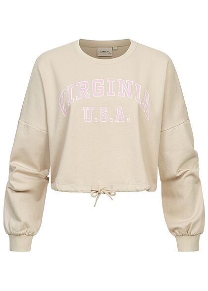 ONLY Dames Oversized Sweater Virginia Print beige - Art.-Nr.: 21073679