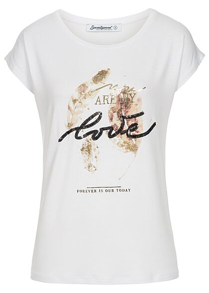 Seventyseven Lifestyle Dames T-Shirt You Are My Love Print wit