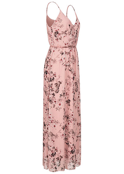 Styleboom Fashion Vrouwen V-Hals Maxi Wrap Jurk Bloem Print roos