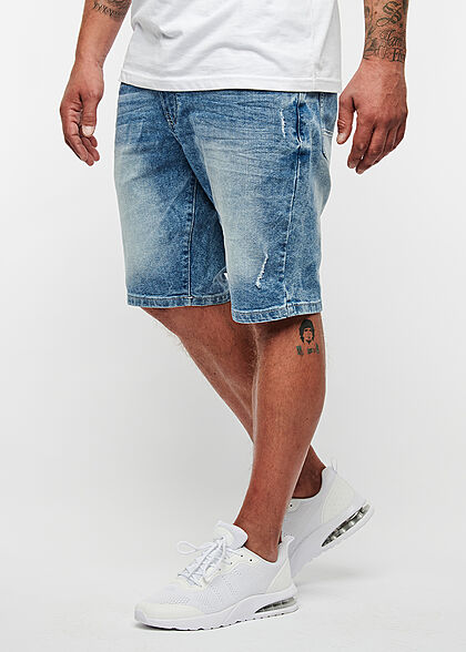 Seventyseven Lifestyle Heren korte Bermuda Jeans 5-Zakken lichtblauwe denim - Art.-Nr.: 21078256