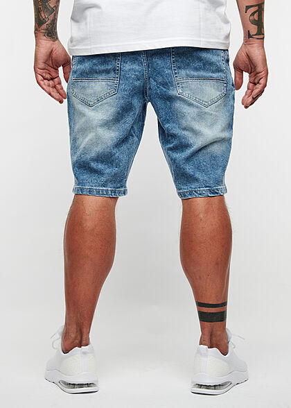 Seventyseven Lifestyle Heren korte Bermuda Jeans 5-Zakken lichtblauwe denim