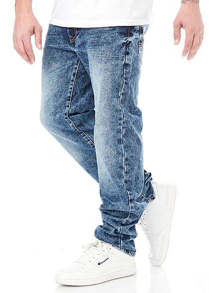 Lowrider Herren Jeans Hose 5-Pockets washed look denim dunkel blau