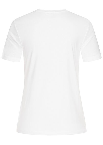ONLY Dames Regular Slim Fit T-shirt met AOP Eye print helderwit