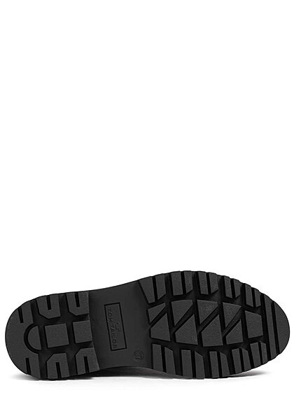 Tom Tailor Damen Schuh Winter Boots Velour-Kunstleder Teddyfell innen schwarz
