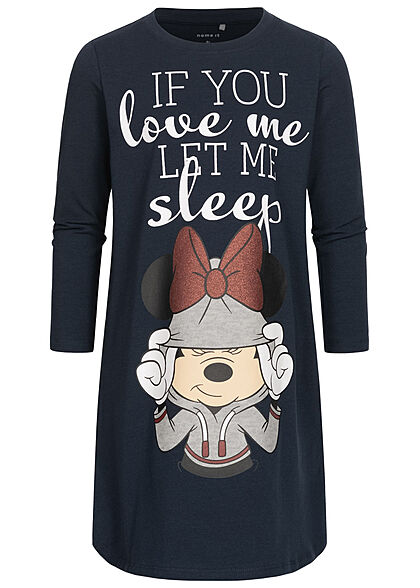 Name It Kids Meisjes Jurk met Minnie Mouse Sleep Print donkerblauw