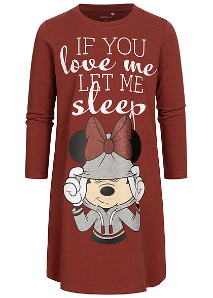 Name It Kids Meisjes Jurk met Minnie Mouse Sleep Print rood