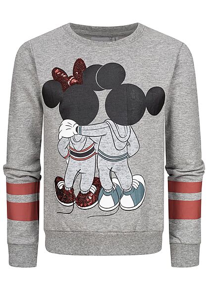 Name It Kids Mädchen Sweater Minnie & Mickey Mouse Streifen Print grau melange - Art.-Nr.: 21083432