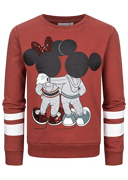 Name It Kids Mädchen Sweater Minnie & Mickey Mouse Streifen Print spiced apple rot - Art.-Nr.: 21083433