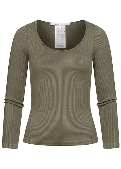 ONLY Damen Ribbed Longsleeve Pullover kalamata oliv grün