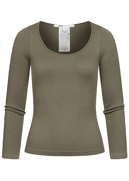 ONLY Damen Ribbed Longsleeve Pullover kalamata oliv grn