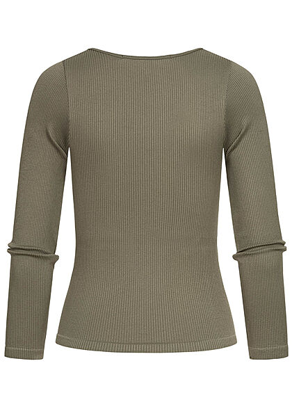 ONLY Damen Ribbed Longsleeve Pullover kalamata oliv grün