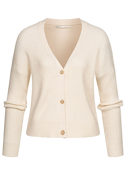 ONLY Dames V-hals geribbeld Vest Knoopband grijs beige