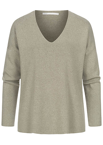 ONLY Damen V-Neck Longform Sweater Pullover shadow grün - Art.-Nr.: 21083506