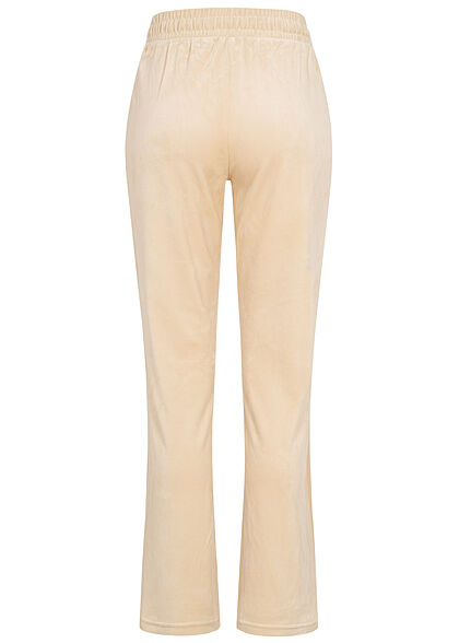 ONLY Damen Sweat Pants Stoffhose Velours Optik Tunnelzug cement beige