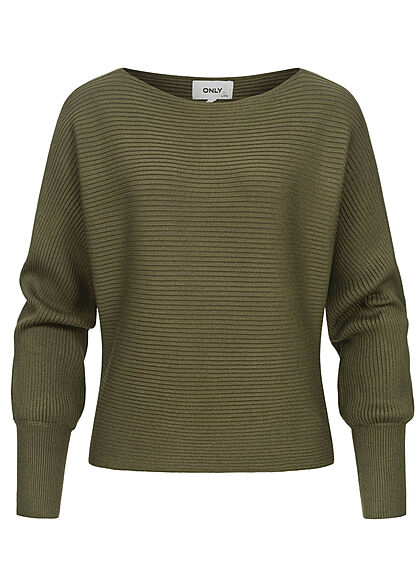 Only Dames NOOS Ribbed Trui olijfgroen