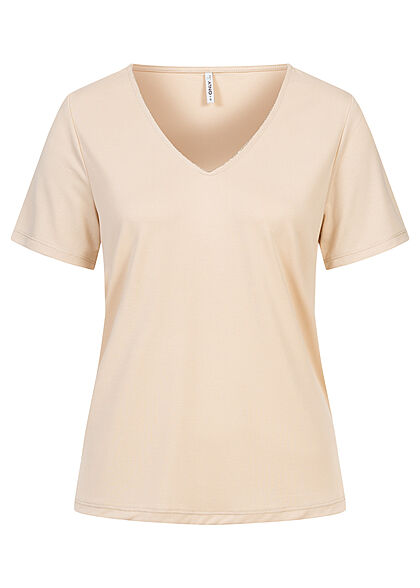 ONLY Dames T-Shirt V-hals beige