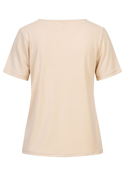 ONLY Dames T-Shirt V-hals beige