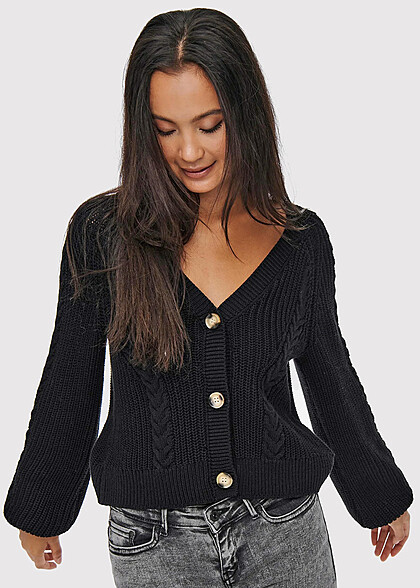 ONLY Dames Gebreid Vest met V-hals zwart