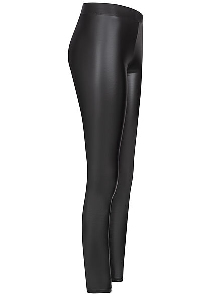 JDY by ONLY Dames legging van kunstleer elastische tailleband zwart
