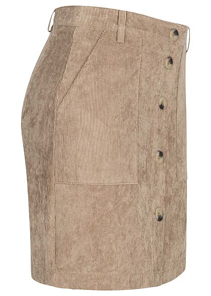 JDY by ONLY Damen Mini Rock Kord Optik Knopfleiste 2-Pockets portabella beige
