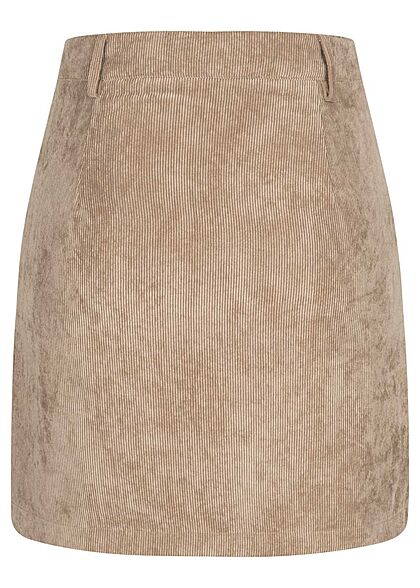 JDY by ONLY Damen Mini Rock Kord Optik Knopfleiste 2-Pockets portabella beige