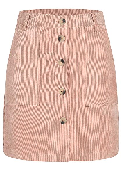 JDY by ONLY Damen Mini Rock Kord Optik Knopfleiste 2-Pockets woodrose rosa