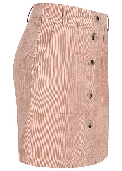 JDY by ONLY Damen Mini Rock Kord Optik Knopfleiste 2-Pockets woodrose rosa