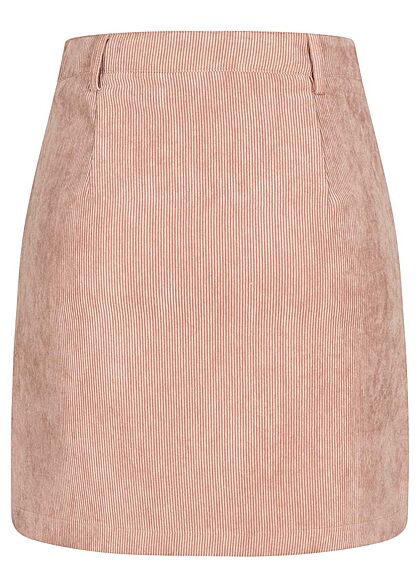 JDY by ONLY Damen Mini Rock Kord Optik Knopfleiste 2-Pockets woodrose rosa