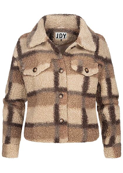 JDY by ONLY Dames Short Teddy Shirt Jacket cement beige