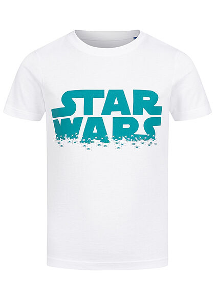 Jack and Jones Junior T-Shirt Star Wars Logo Print wit turkoois