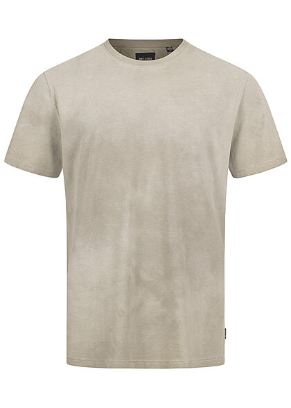 Only & Sons Heren NOOS Basic T-Shirt gewassen look pelican olijfgroen - Art.-Nr.: 21083718