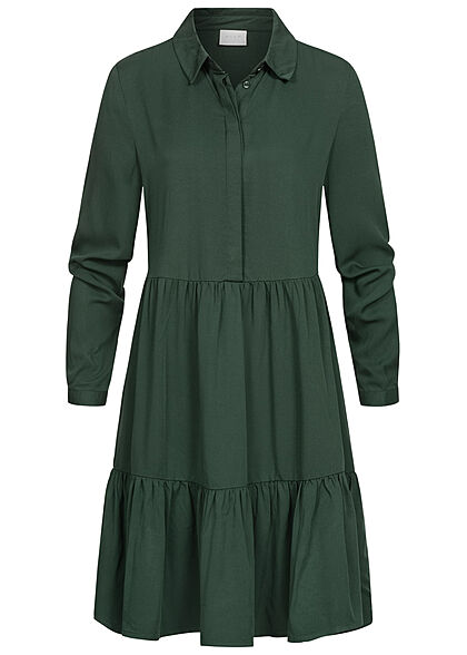 VILA Dames NOOS viscose jurk met lange mouwen darkest spruce groen