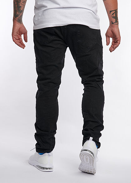 Eight2Nine Heren Skinny Fit Jeans 5-Zakken knoopband zwart denim