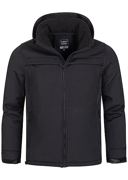 Eight2Nine Herren Softshell Jacke mit abnehmb. Kapuze 2-Pockets schwarz - Art.-Nr.: 21083767