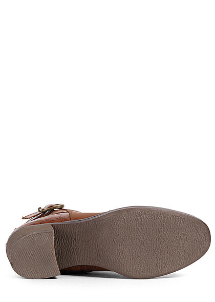 Seventyseven Lifestyle Dames kunstleren enkellaarsjes met rits slangenleer look camel bruin