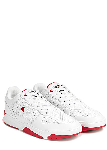 Champion Heren Low Cut Schoen 2-Tone kunstleer Sneaker wit rood - Art.-Nr.: 21083860