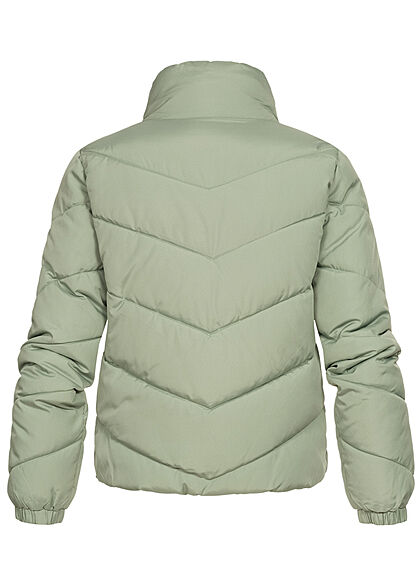 JDY by ONLY Dames Gewatteerde Jas korte snit opstaande kraag 2-zakken lily pad groen